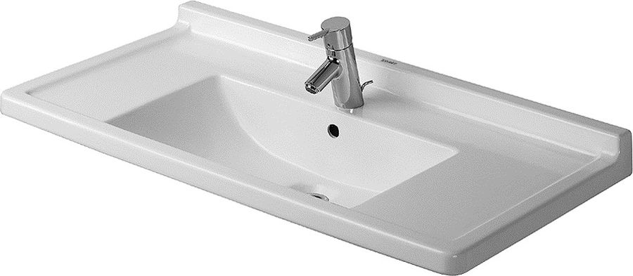 Duravit Starck 3 lavabo 85x48.5 cm rettangolare a parete-da mobile-con piano bianco 0304800000