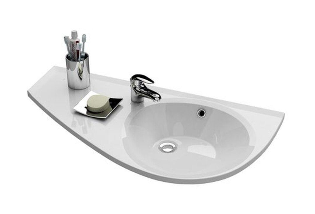 Ravak Avocado lavabo 85x45 cm angolare a parete-con piano bianco XJ1L1100000