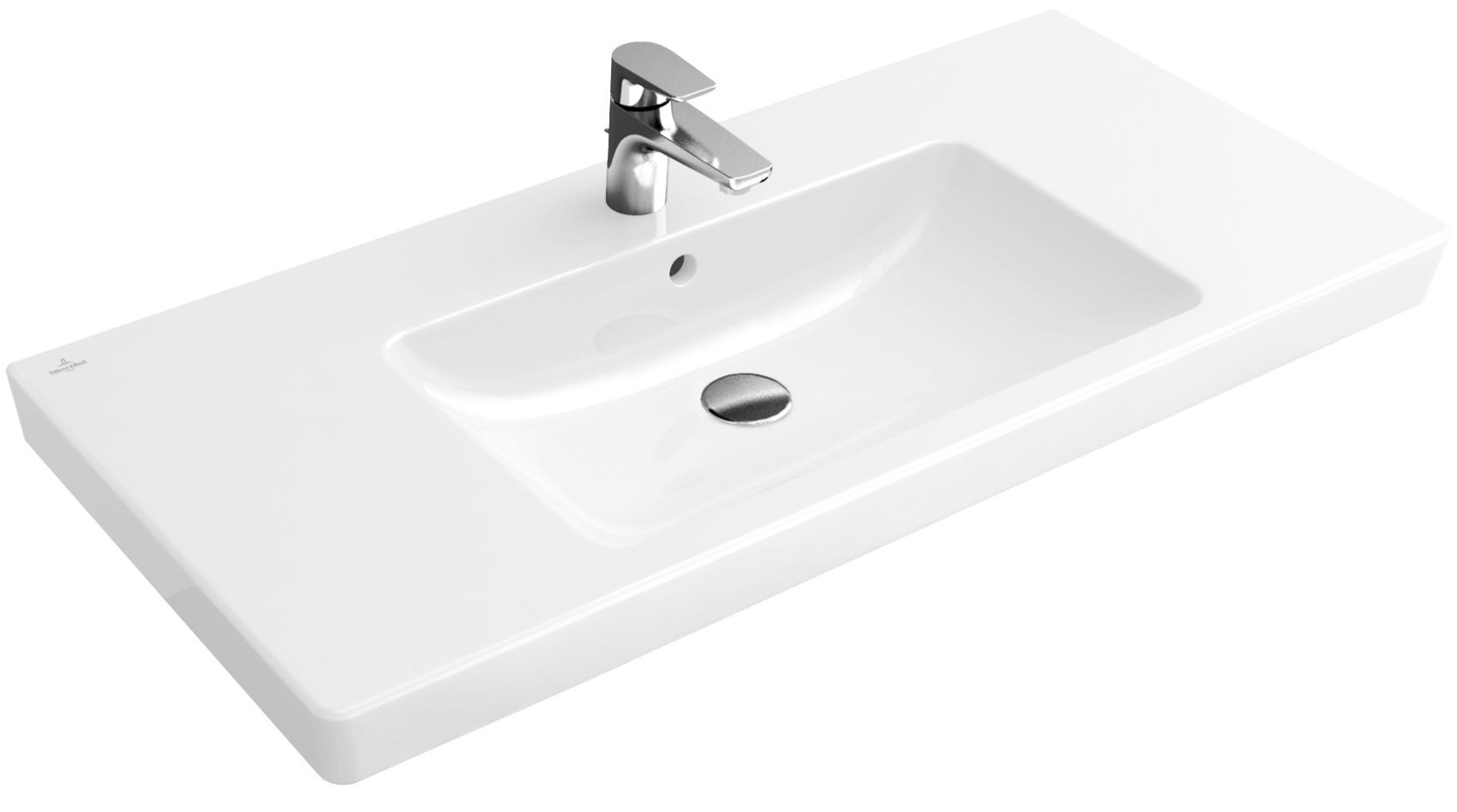 Villeroy & Boch Subway 2.0 lavabo 100x47 cm rettangolare a parete-da mobile-con piano bianco 7175A001