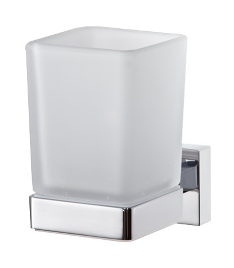 Omnires Lift bicchiere per lavarsi i denti bianco-cromo 8158CR