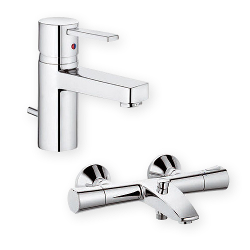 Set rubinetto per vasca e doccia Kludi Zenta 351010538, rubinetto per lavabo Kludi Zenta 382500575