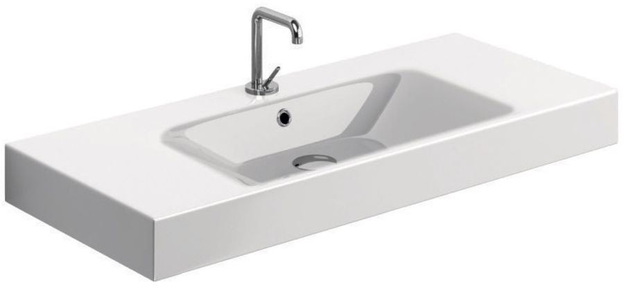Kerasan Cento lavabo 100x45 cm rettangolare a parete-da appoggio-con piano bianco 355001