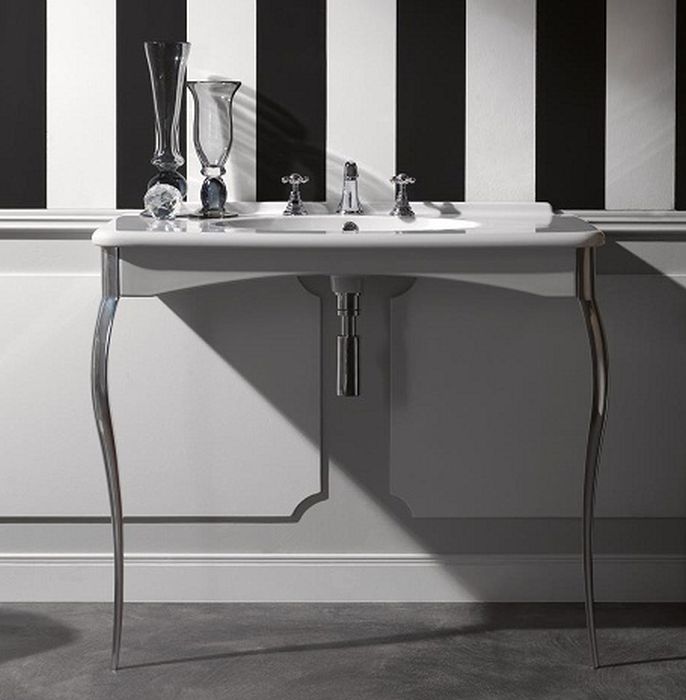 Kerasan Retro lavabo con consolle 100 cm nero 1049K7
