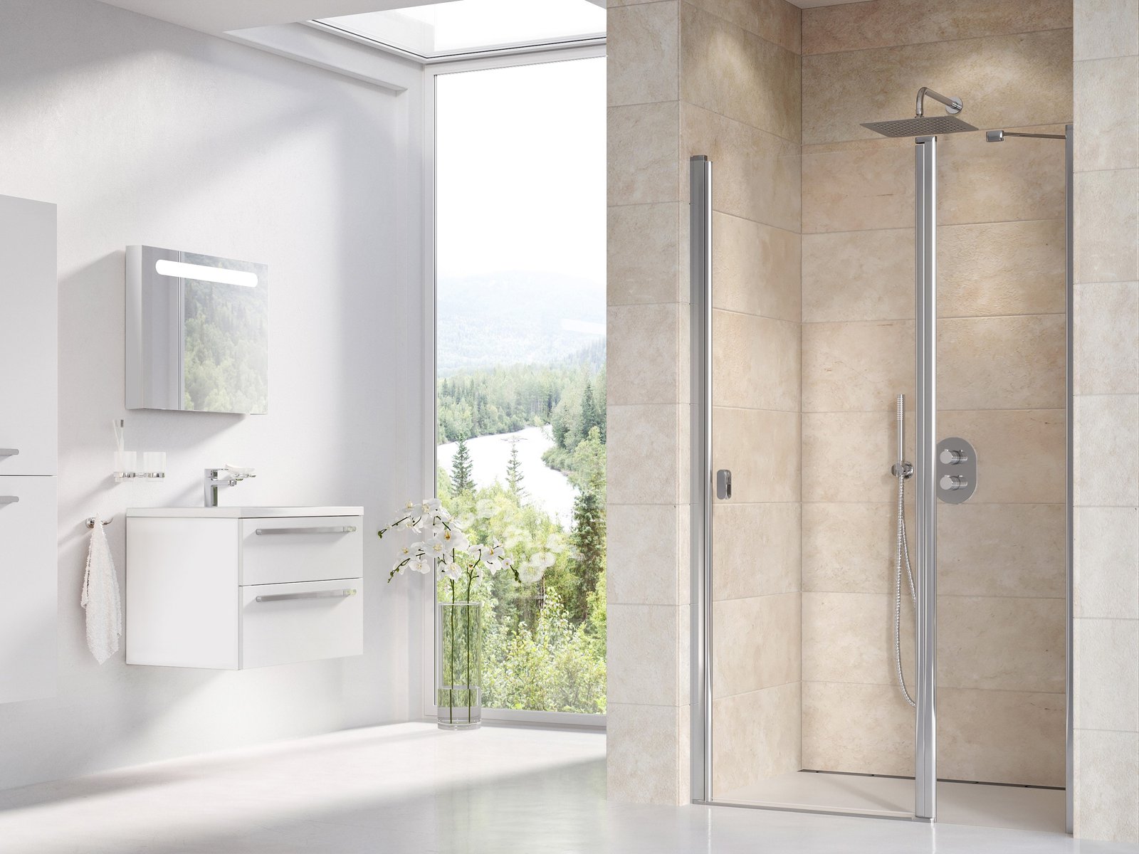 Ravak Chrome porta doccia 100 cm a battente alluminio lucida/vetro trasparente 0QVACC00Z1