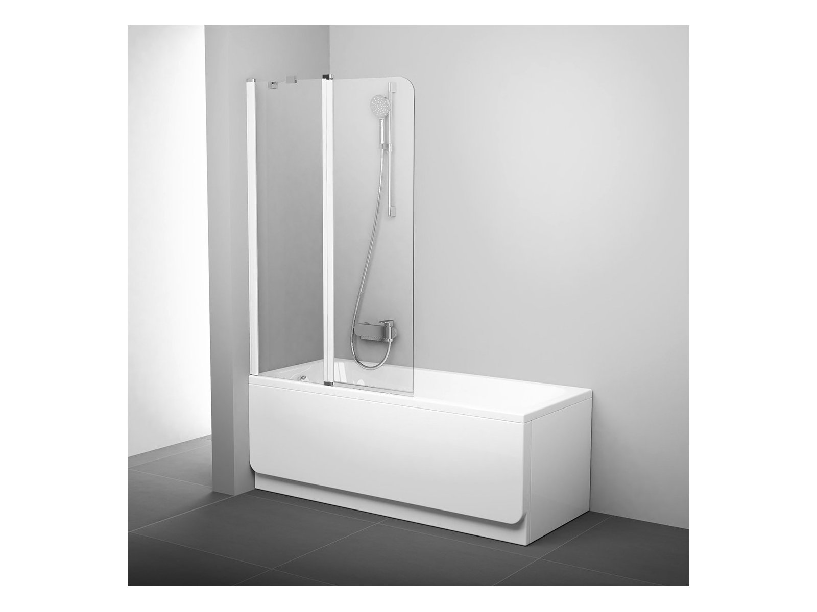 Ravak Chrome parete vasca 100 cm 2 ante bianco lucida/vetro trasparente 7QLA0100Z1