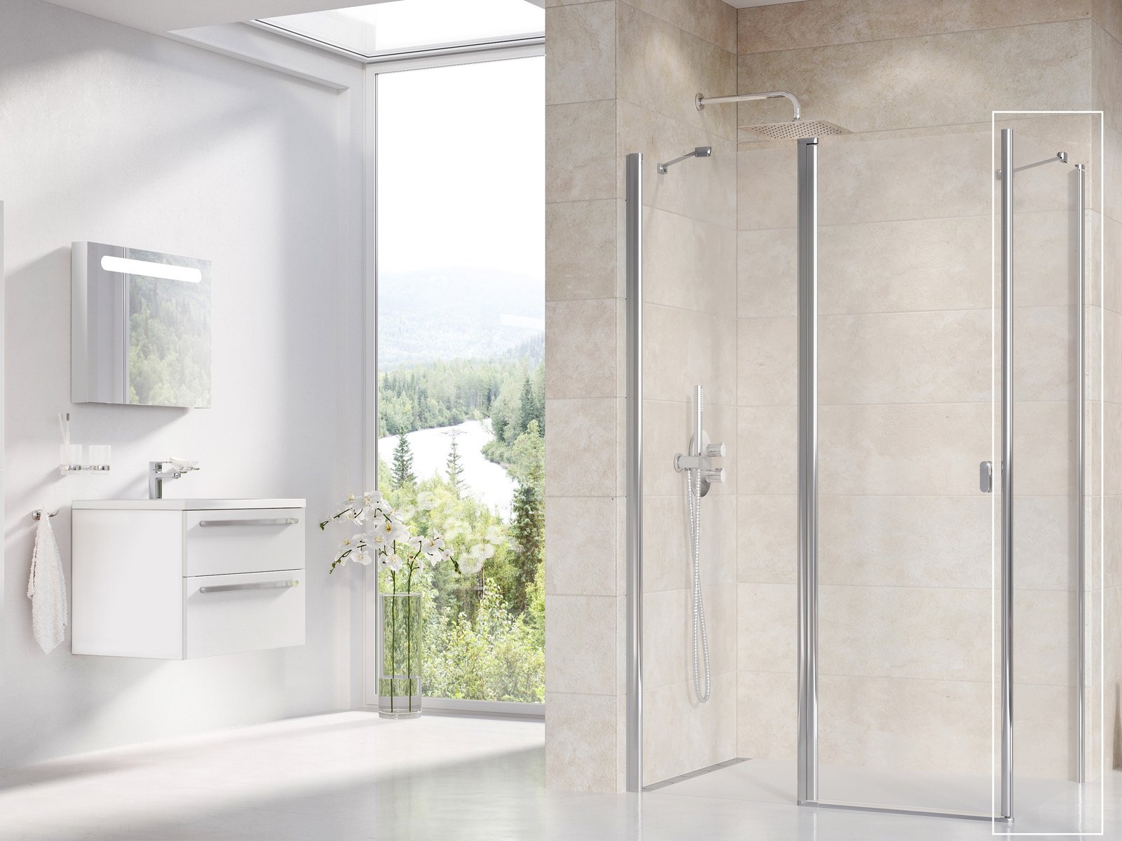 Ravak Chrome parete doccia 80 cm alluminio lucida/vetro trasparente 9QV40C00Z1