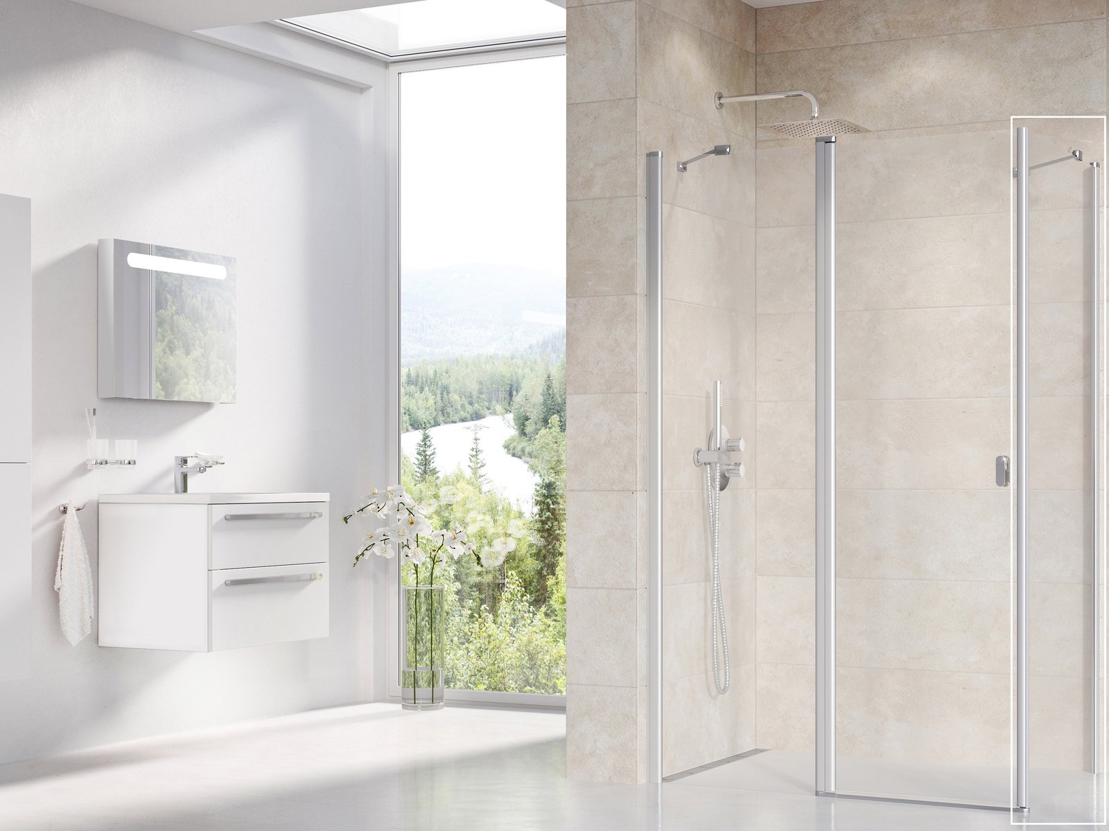 Ravak Chrome parete doccia 90 cm satinato opaca/vetro trasparente 9QV70U00Z1