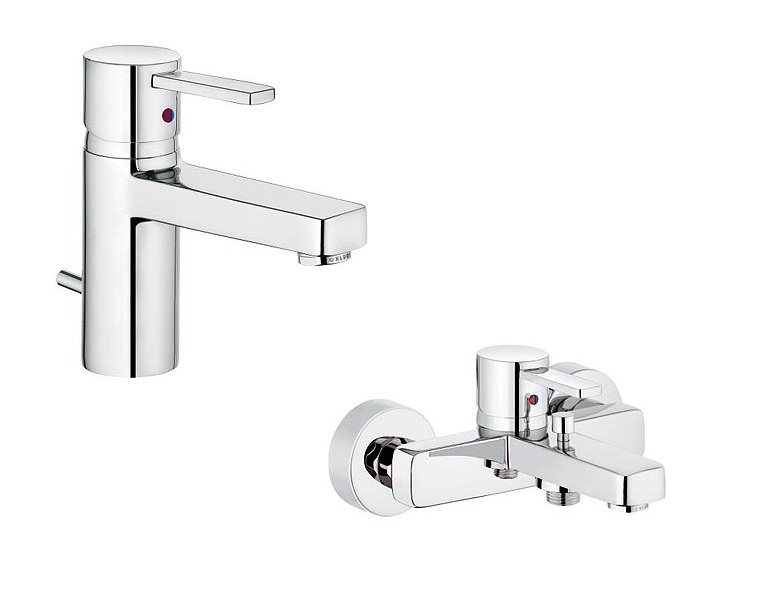 Set rubinetto per vasca e doccia Kludi Zenta 386700575, rubinetto per lavabo Kludi Zenta 382600575
