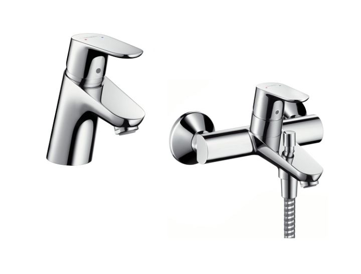 Set rubinetto per vasca e doccia Hansgrohe Focus 31940000, rubinetto per lavabo Hansgrohe Focus 31730000