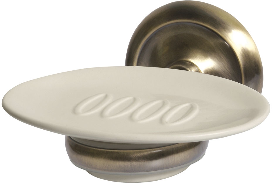 BISK Deco portasapone a parete bianco-ottone 00405