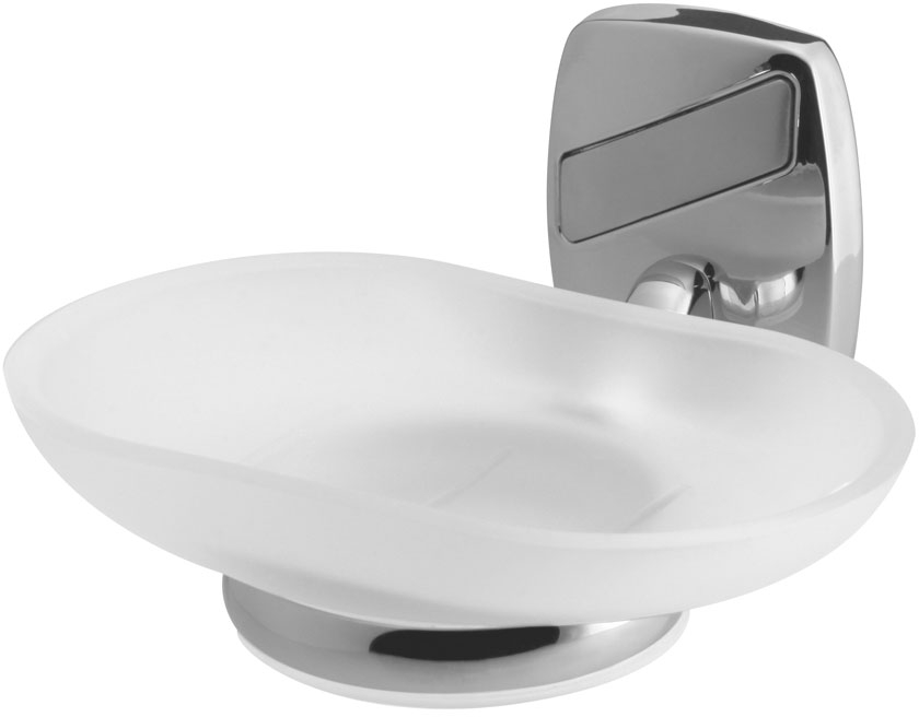 BISK Oregon portasapone a parete cromo-bianco 79709
