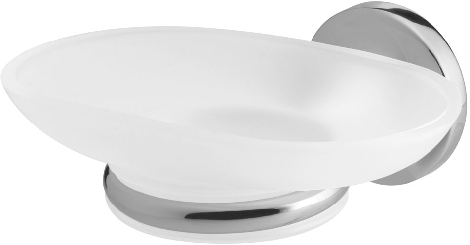 BISK Ontario portasapone a parete cromo-bianco 00224