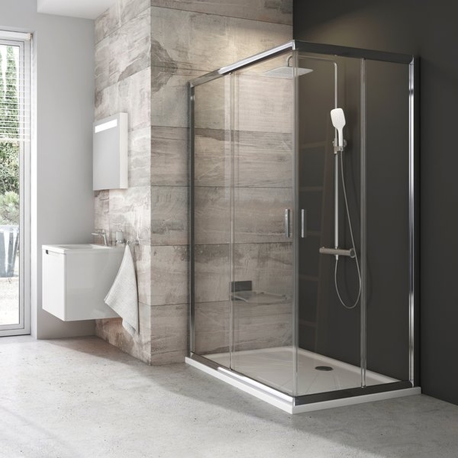 Ravak Blix porta doccia 100 cm scorrevole satinato opaca/vetro con motivo 1XVA0U00ZG