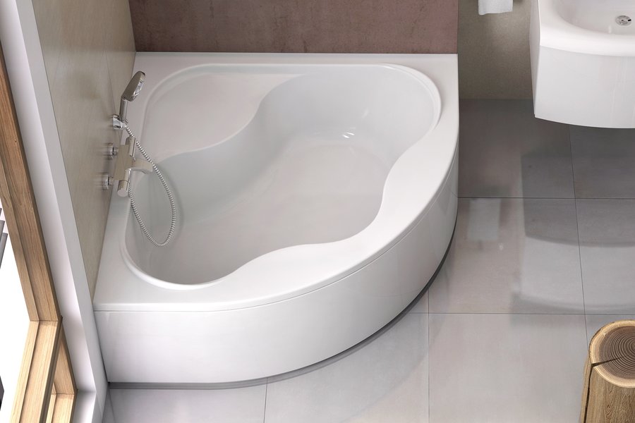 Set vasca da bagno angolare Ravak Gentiana CG01000000, sifone per vasca da bagno Viega Simplex 495121, GPX2240020