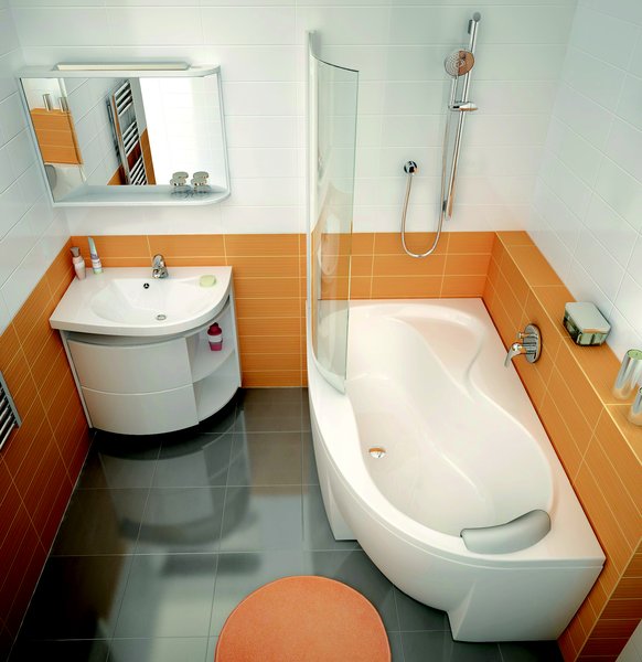 Set vasca da bagno angolare Ravak Rosa 95 C571000000, parete vasca Ravak Rosa 7QLS0100Y1, 495121, GPX2240140