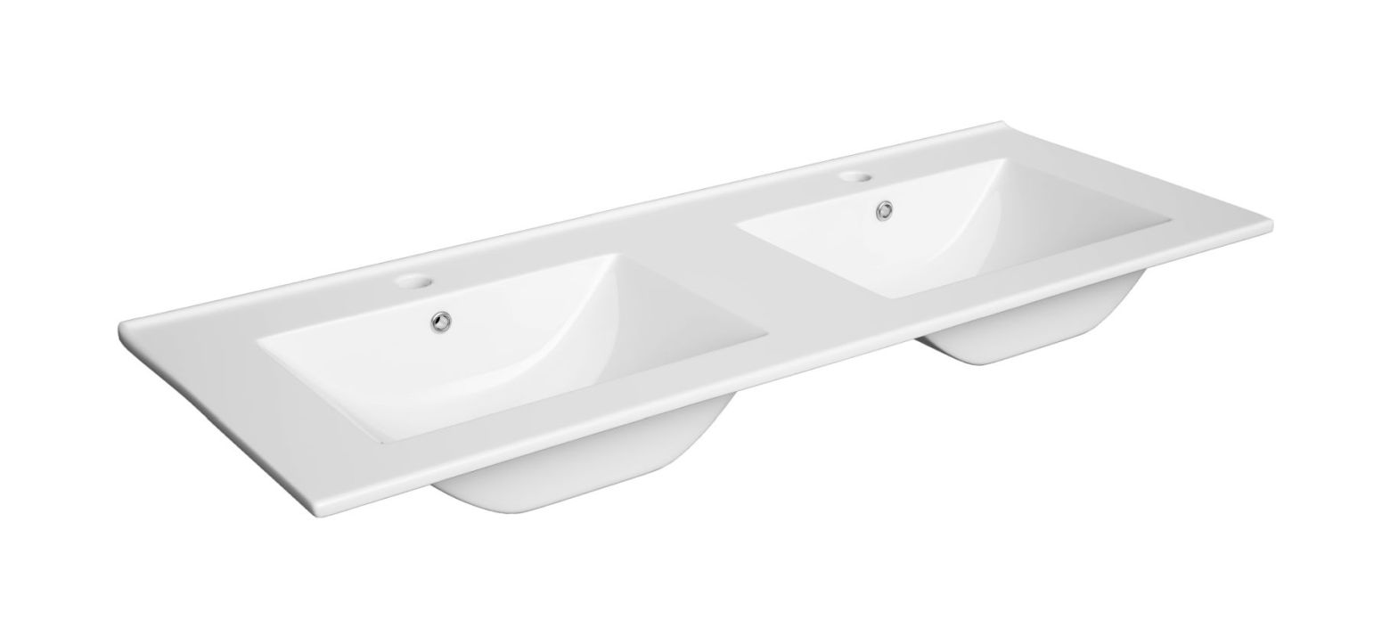 Defra Plan lavabo 120x46 cm rettangolare da mobile-doppio bianco lucida 1728