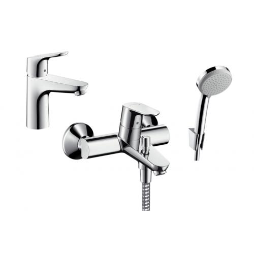 Set rubinetto per vasca e doccia Hansgrohe Focus 31940000, rubinetto per lavabo Hansgrohe Focus 31607000, 27592000
