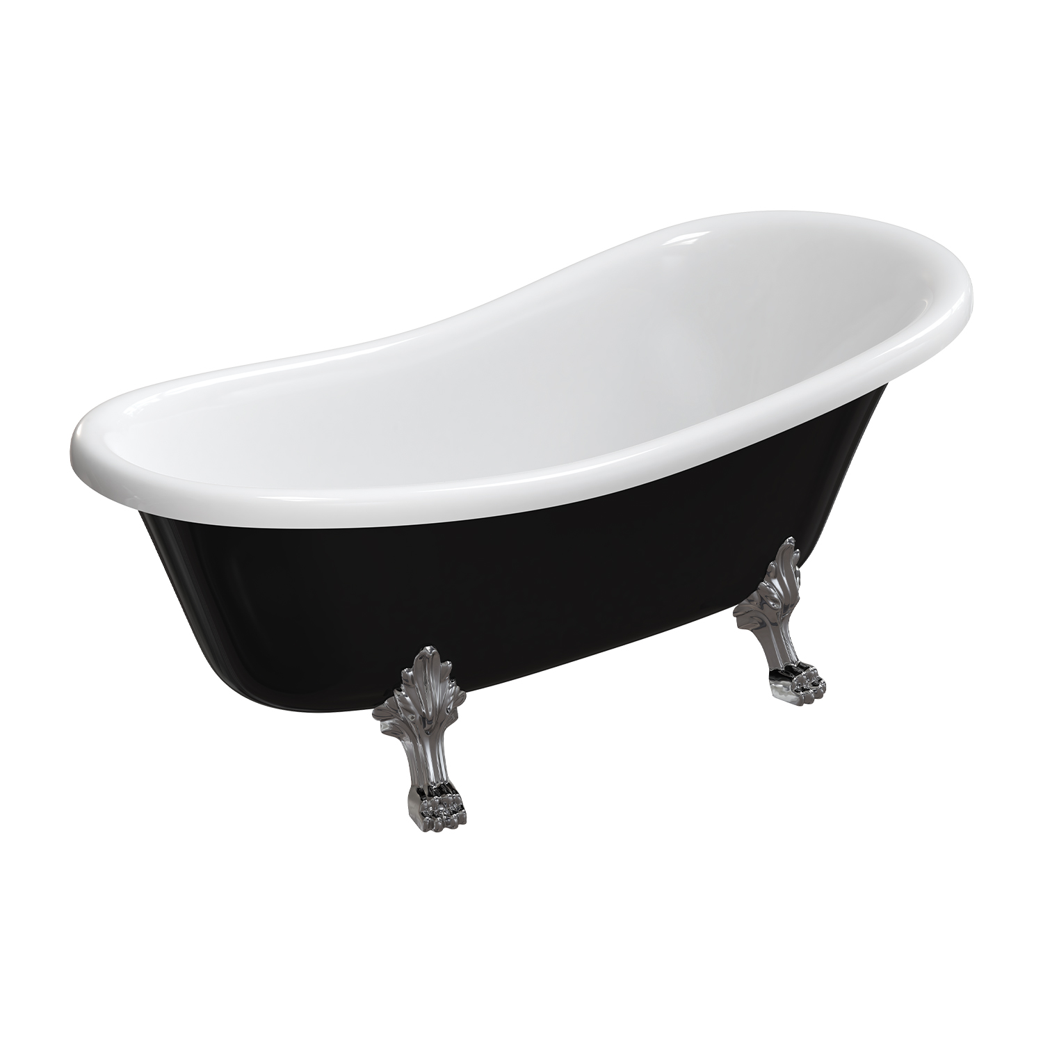 Omnires M+ vasca da bagno freestanding 168x76 cm ovale bianco-nero ATENA168BCP