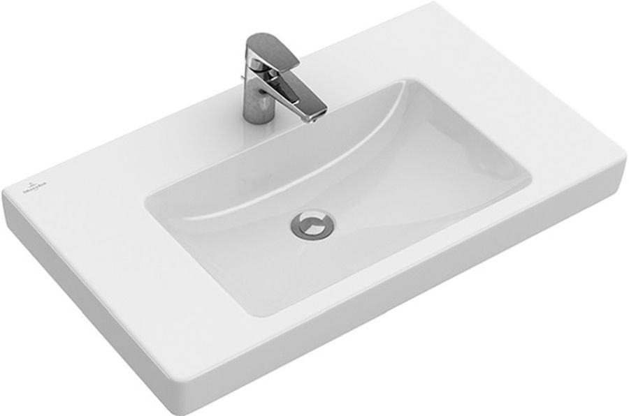 Villeroy & Boch Subway 2.0 lavabo 80x47 cm rettangolare a parete-da mobile-con piano bianco lucida 71758GR1