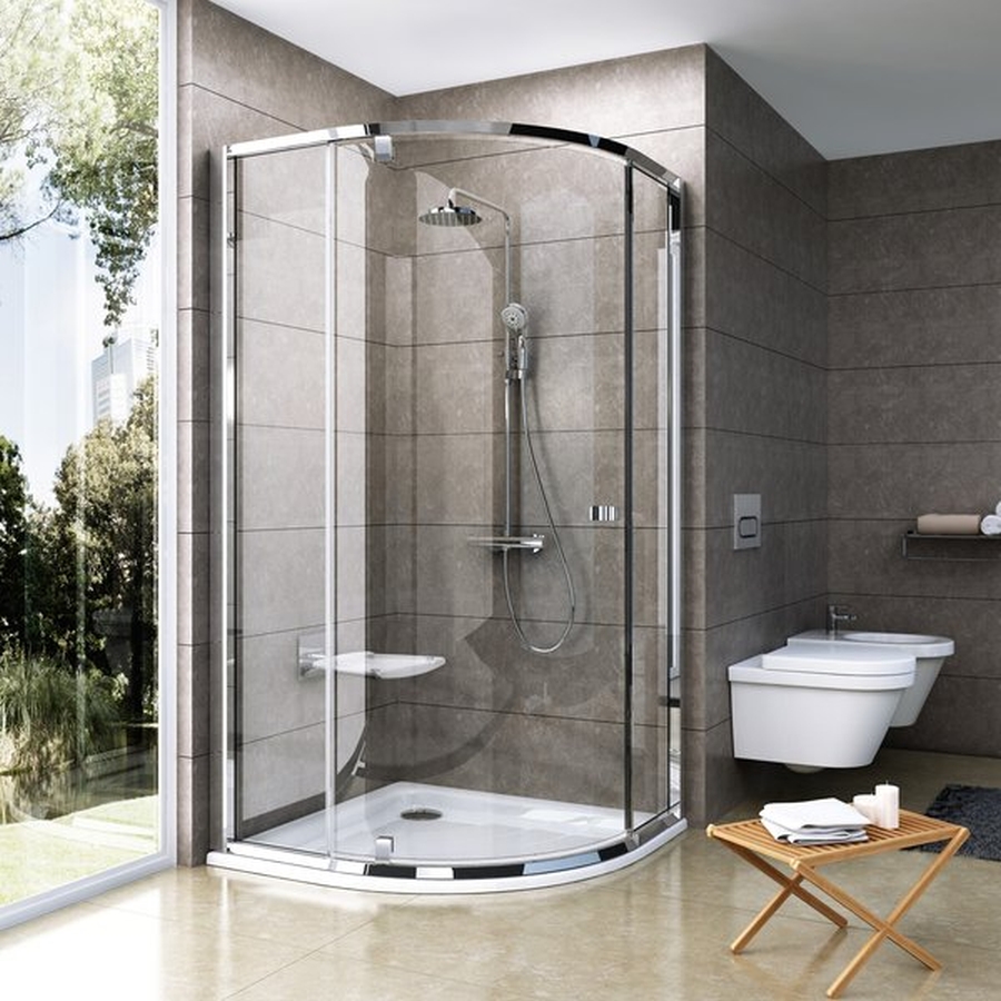 Ravak Pivot box doccia 100x100 cm semicircolare alluminio lucida/vetro trasparente 376AAC00Z1