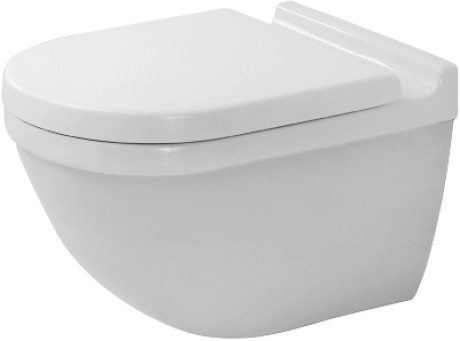 Duravit Starck 3 vaso wc con copriwater a discesa lenta sospeso senza brida bianco lucida 45270900A1
