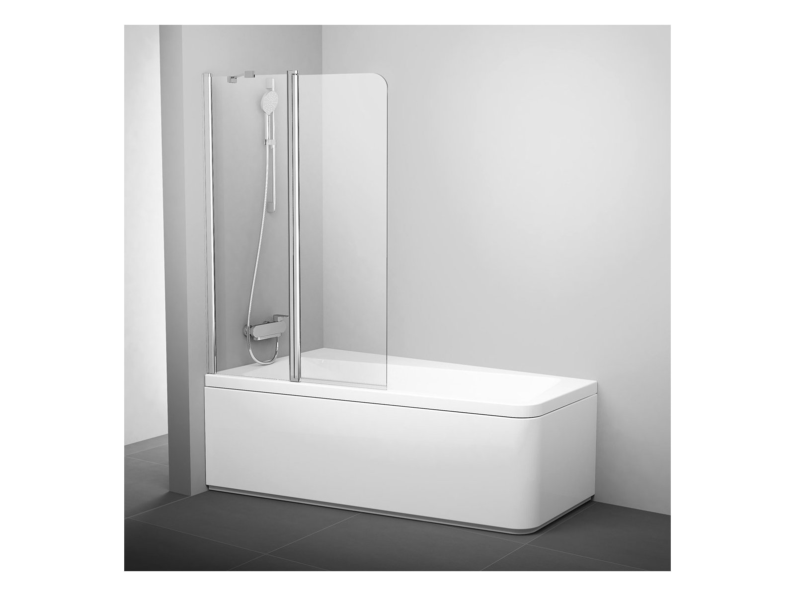 Ravak 10° parete vasca 100 cm 2 ante alluminio lucida/vetro trasparente 7QLA0C03Z1