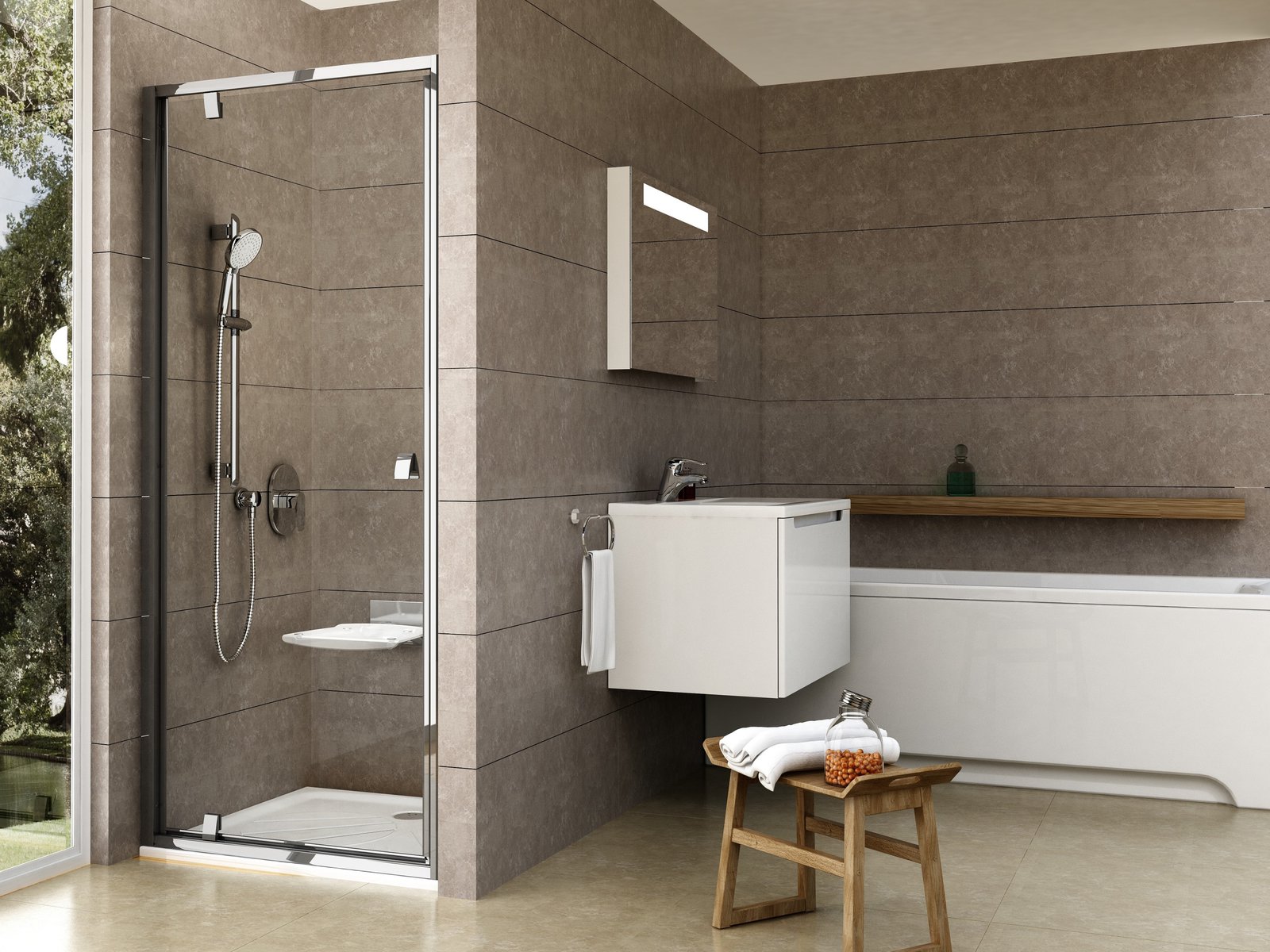 Ravak Pivot porta doccia 80 cm a battente alluminio lucida/vetro trasparente 03G40C00Z1