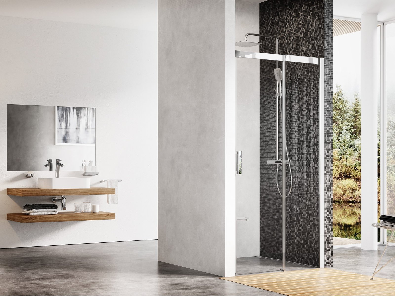 Ravak Matrix porta doccia 100 cm scorrevole alluminio lucida/vetro trasparente 0WPA0C00Z1