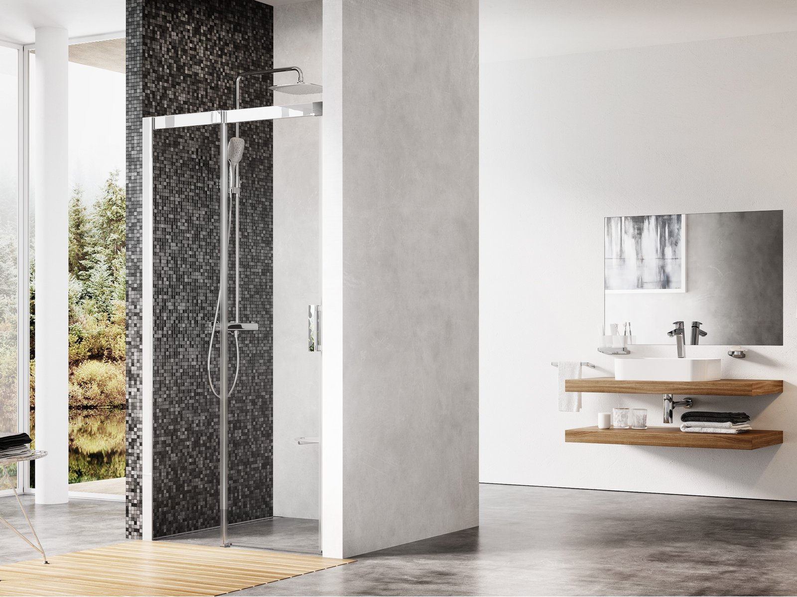 Ravak Matrix porta doccia 110 cm scorrevole alluminio lucida/vetro trasparente 0WLD0C00Z1