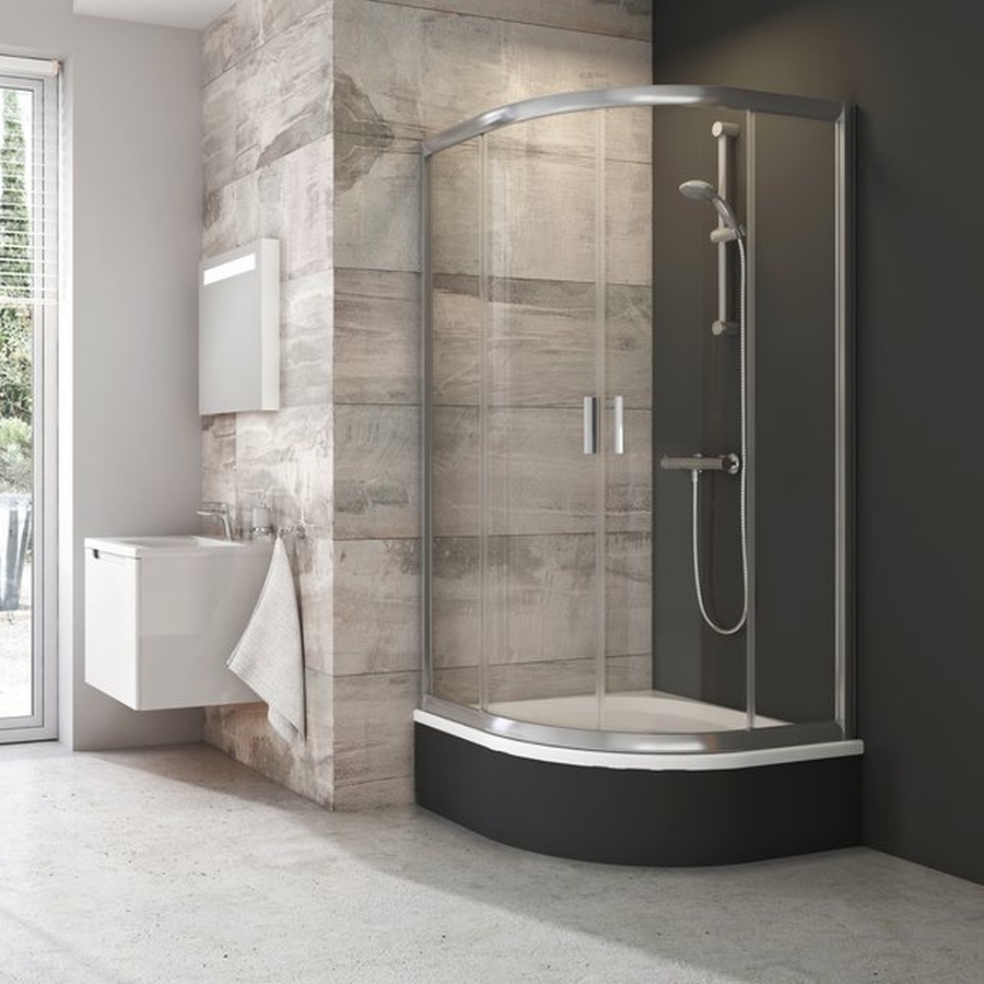Ravak Blix box doccia 90x90 cm semicircolare satinato opaca/vetro con motivo 3B270U40ZG