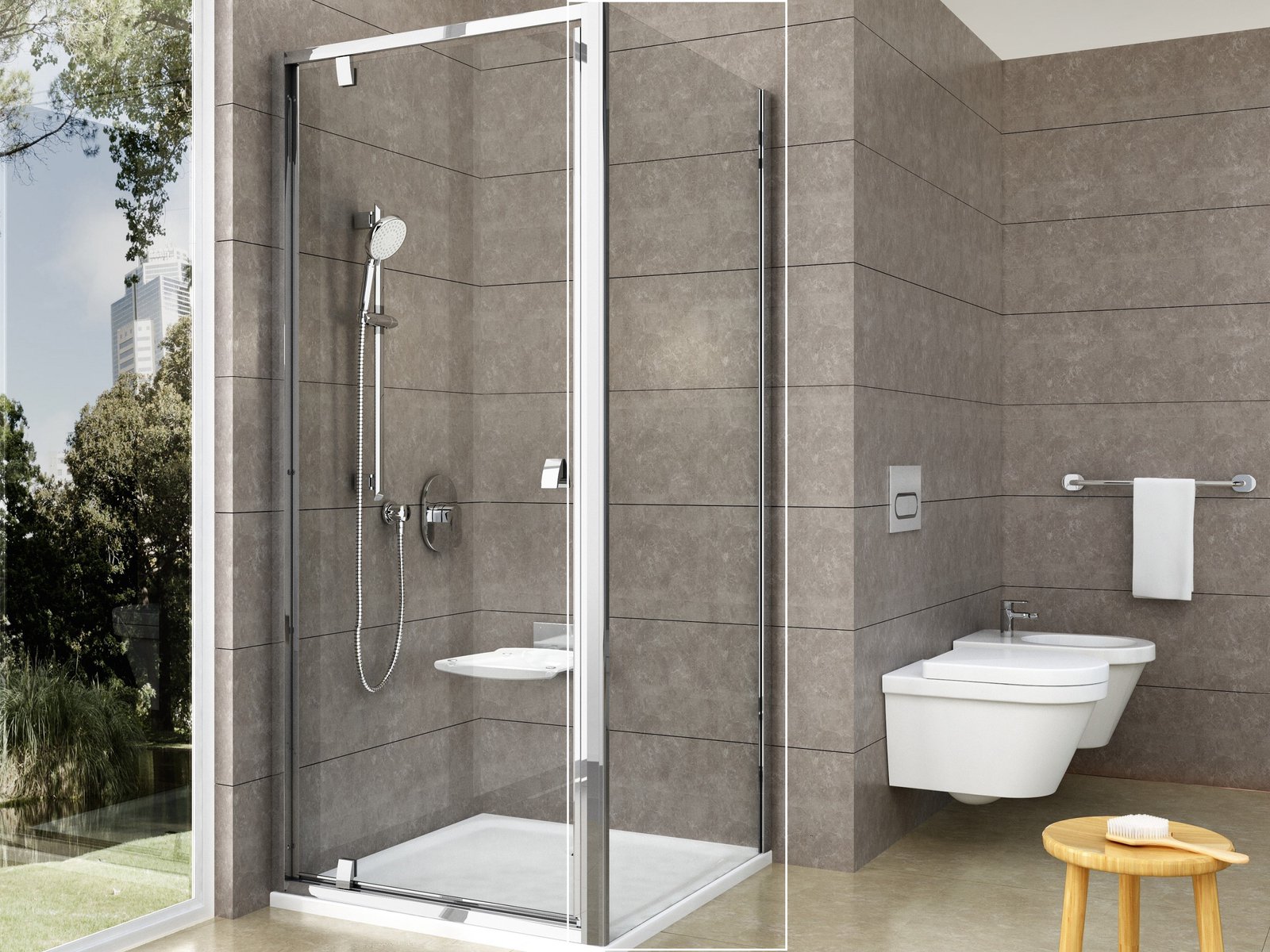 Ravak Pivot parete doccia 90 cm alluminio lucida/vetro trasparente 90G70C00Z1