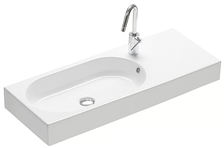 Hatria Area lavabo 90x35 cm rettangolare a parete-da appoggio-con piano bianco Y0UE01