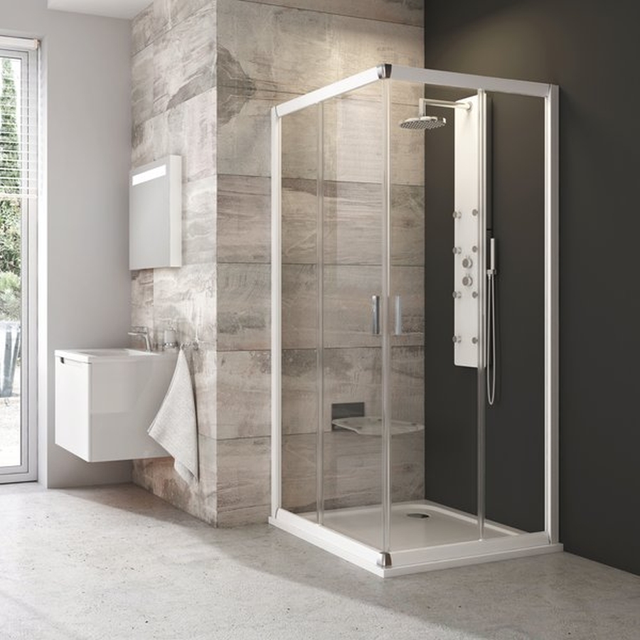 Ravak Blix box doccia 80x80 cm quadrato bianco lucida/vetro con motivo 1LV40100ZG