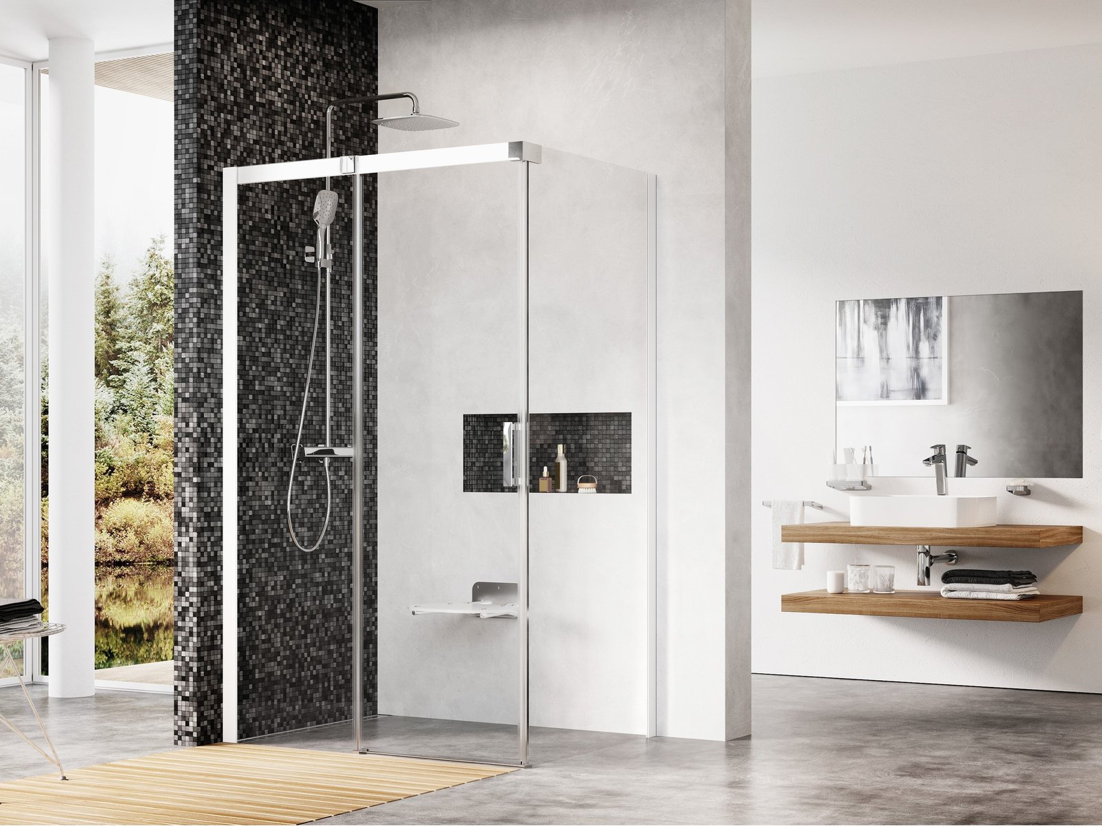 Ravak Matrix box doccia 110x80 cm rettangolare bianco lucida/vetro trasparente 0WLD4100Z1