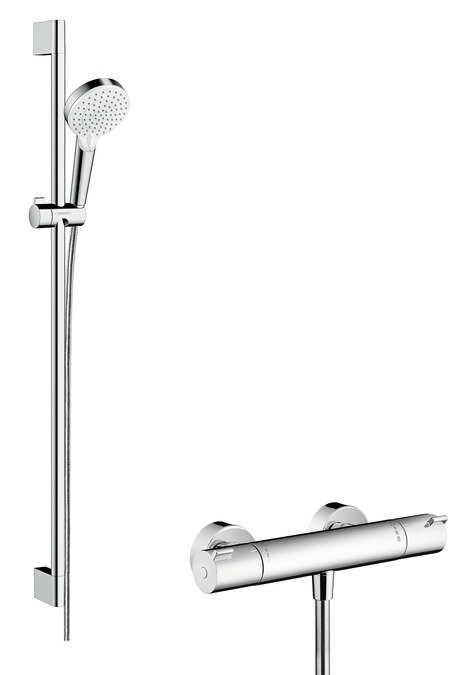 Hansgrohe Crometta set doccia a parete con termostato cromo-bianco 27813400