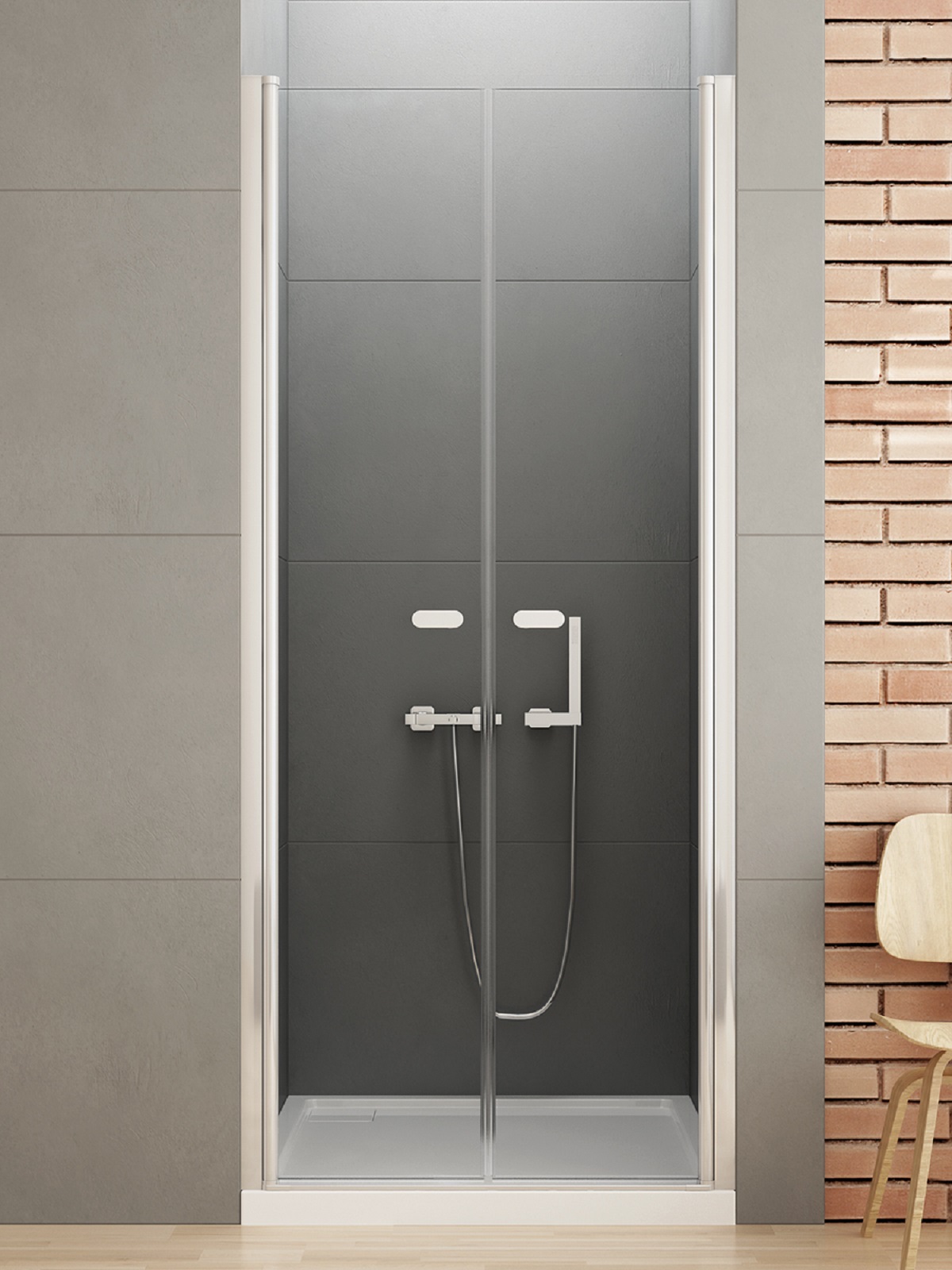 New Trendy New Soleo porta doccia 90 cm a battente cromo lucida/vetro trasparente D-0125A