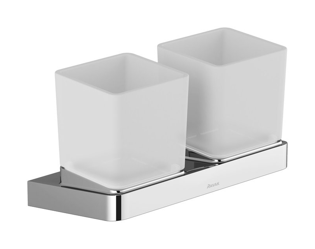 Ravak 10° completo di bicchieri di vetro con impugnatura bianco-cromo X07P322