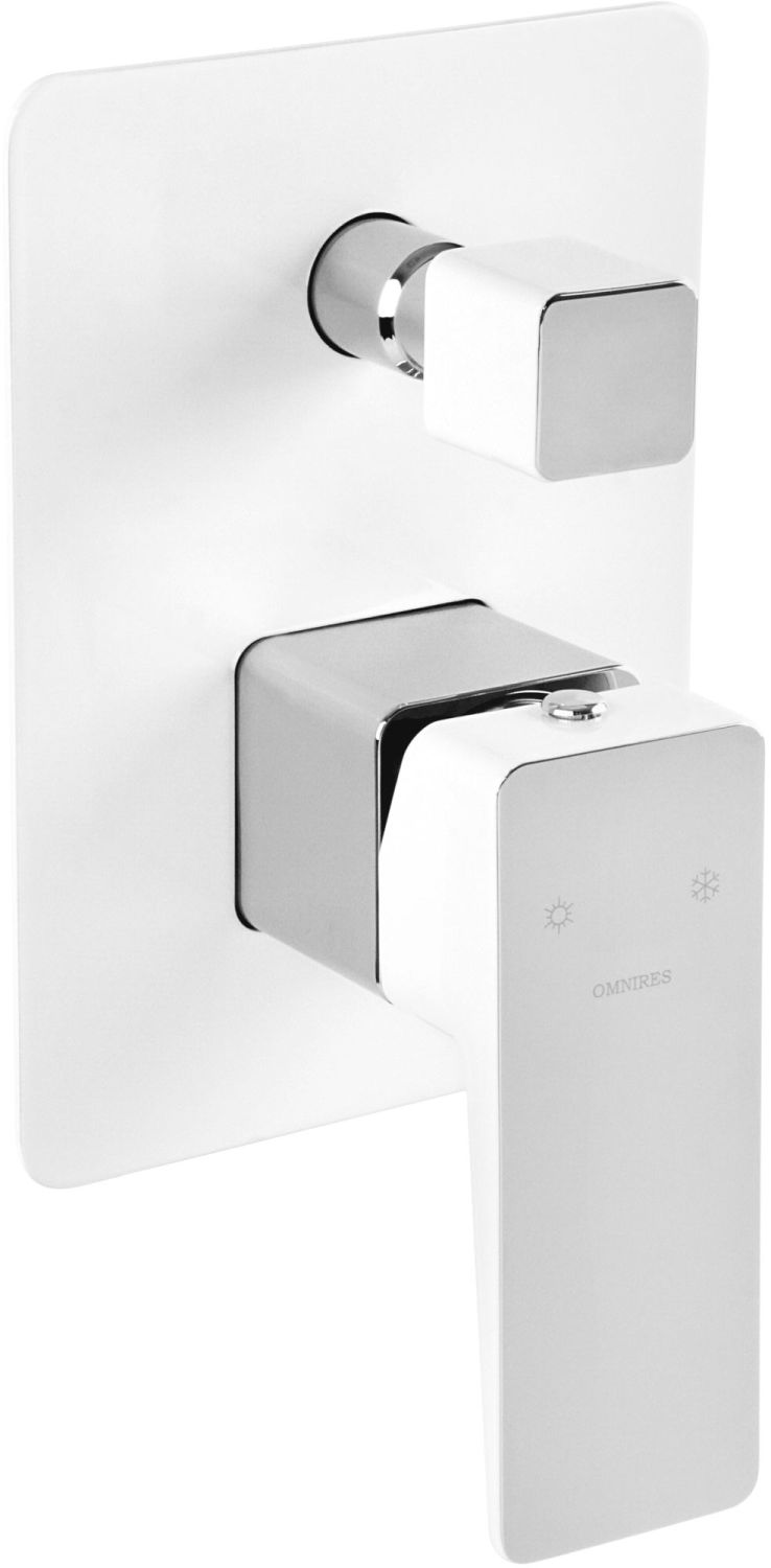 Omnires Parma rubinetto per vasca e doccia da incasso cromo-bianco PM7435CRB