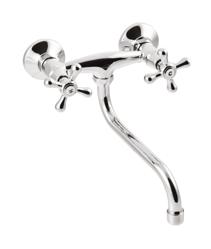 Invena Roma rubinetto da cucina a parete cromo BC-22-00S