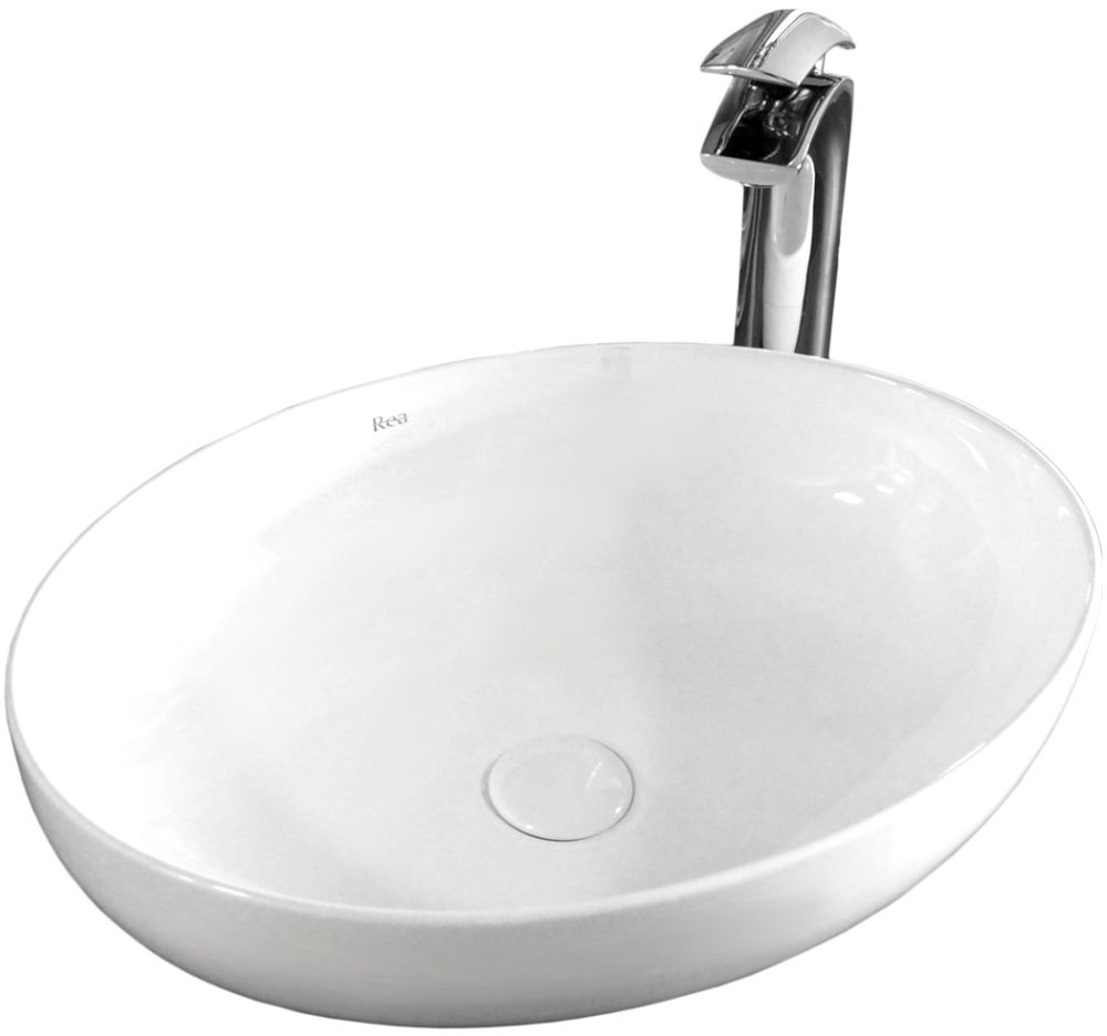 Rea Carola Slim lavabo 51.5x39 cm ovale da appoggio bianco REA-U8198