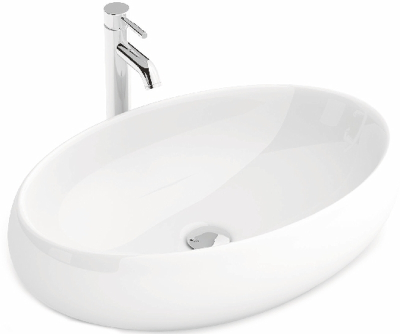 Rea Melania lavabo 60x40.5 cm ovale da appoggio bianco REA-U0656