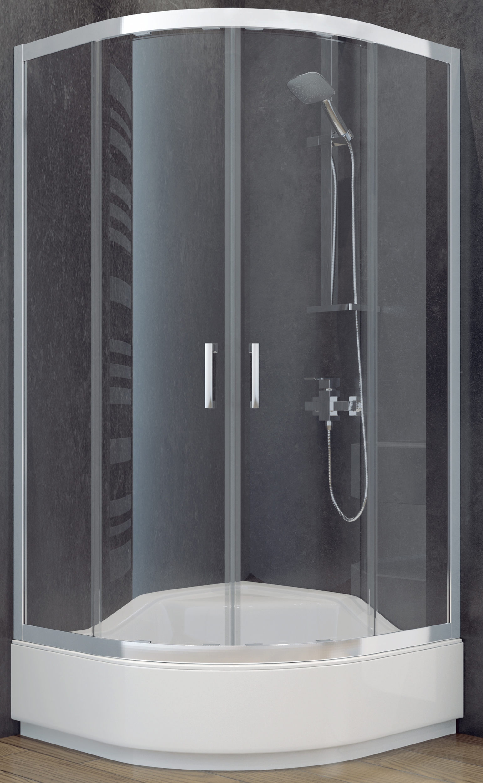 Besco Modern 165 box doccia 90x90 cm semicircolare cromo lucida/vetro grafite MP-90-165-G