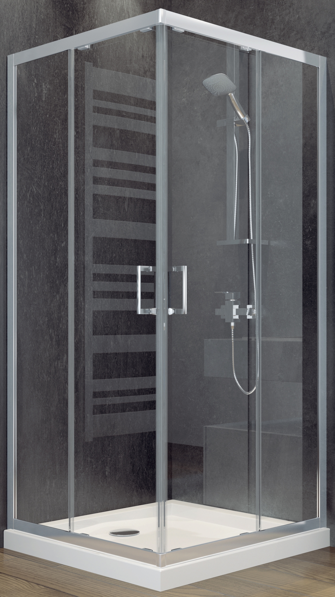 Besco Modern 185 box doccia 80x80 cm quadrato cromo lucida/vetro trasparente MK-80-185-C