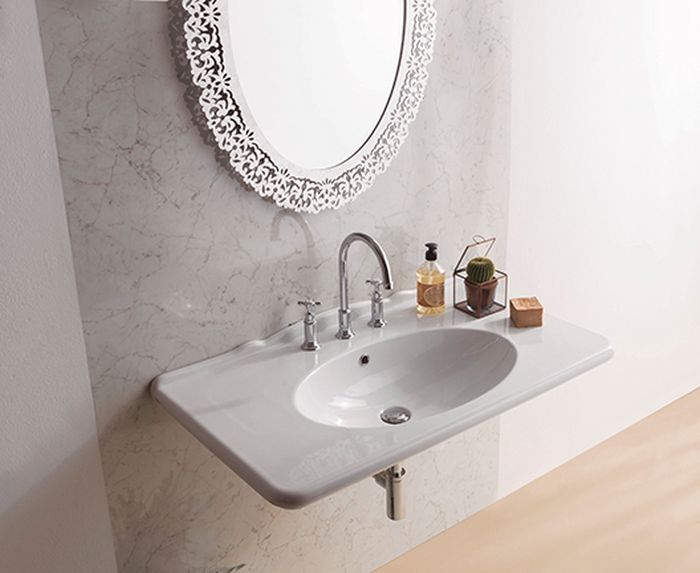 Globo Paestum lavabo 100x55 cm rettangolare a parete bianco PA023.BI