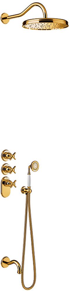 Tres Monoclasic set doccia da incasso con termostato con soffione oro 242.353.01.OR