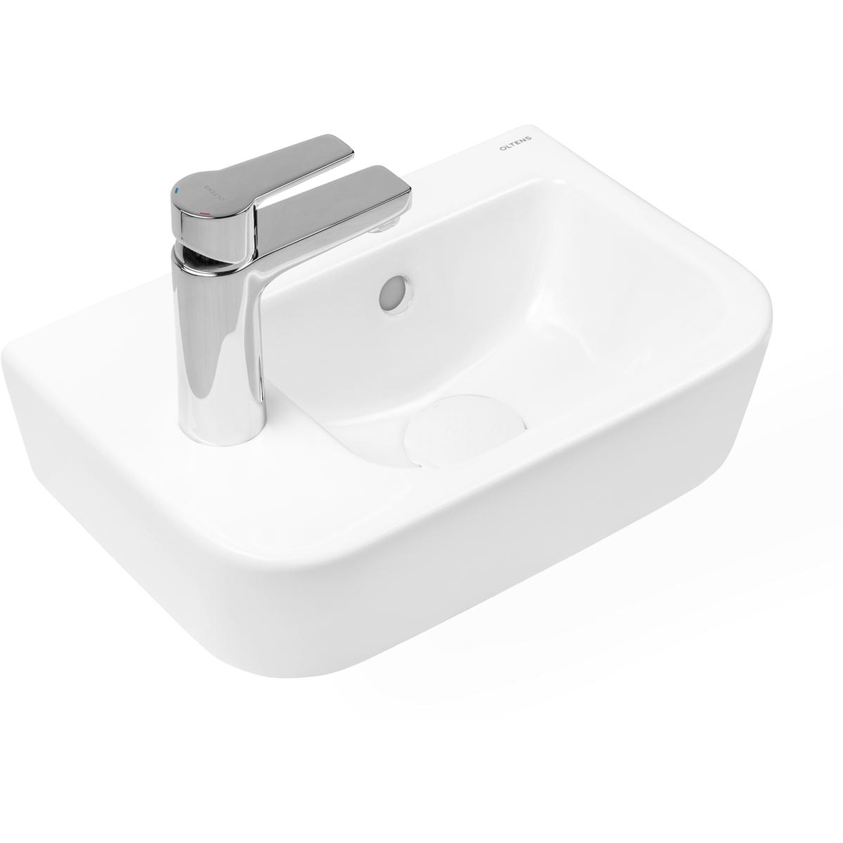 Oltens Vernal lavabo 37x24.5 cm semicircolare a parete bianco 41004000