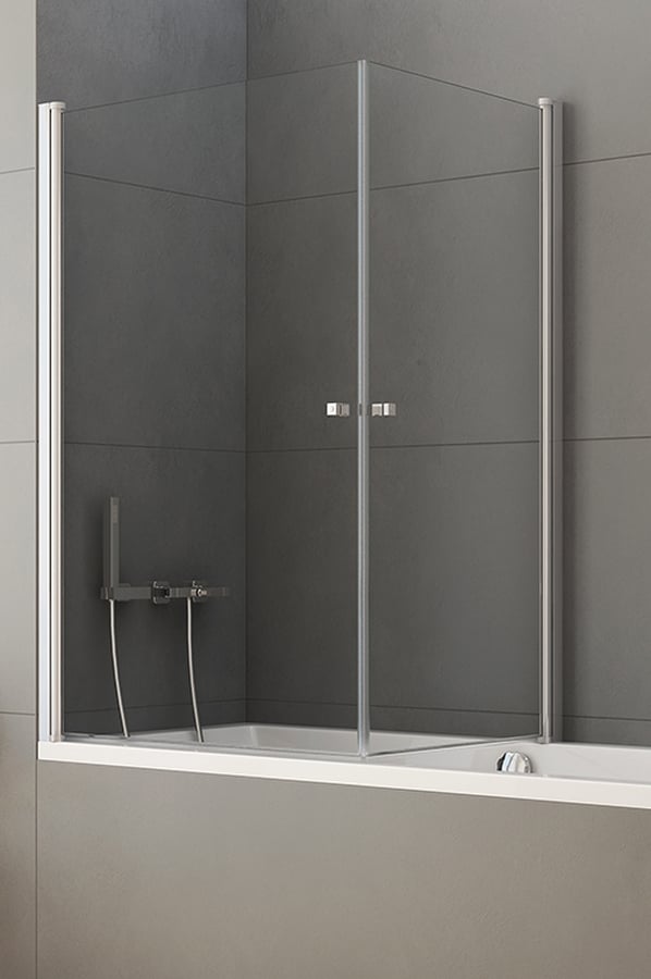 New Trendy New Soleo parete vasca 89.5 cm 2 ante cromo lucida/vetro trasparente P-0025/P-0024