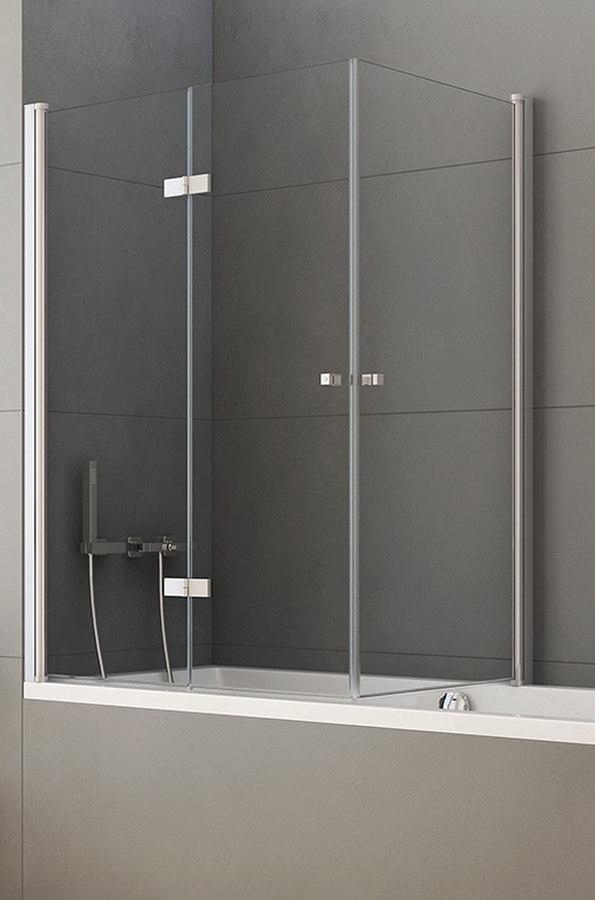 New Trendy New Soleo parete vasca 120 cm 3 ante cromo lucida/vetro trasparente P-0030/P-0024