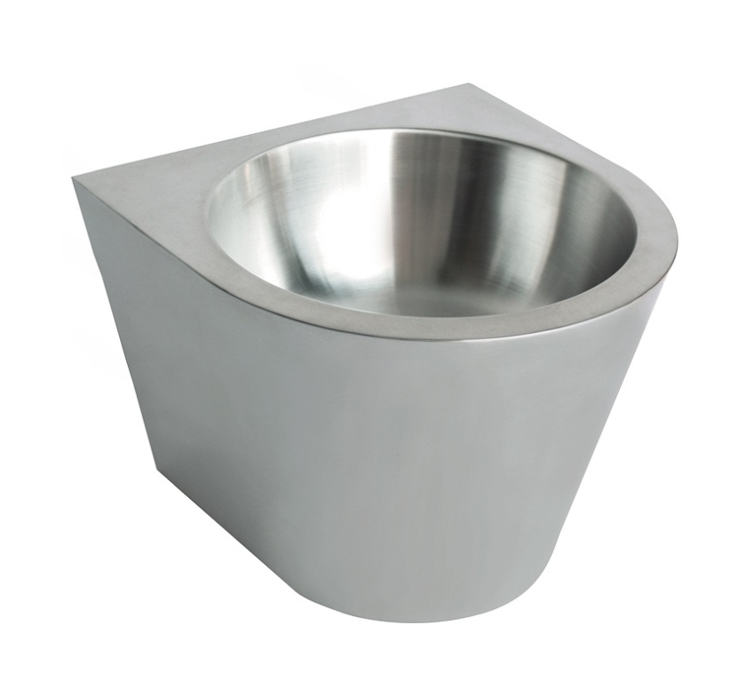 Faneco lavabo 36x36 cm semicircolare a parete antivandalismo acciaio N13036C.S