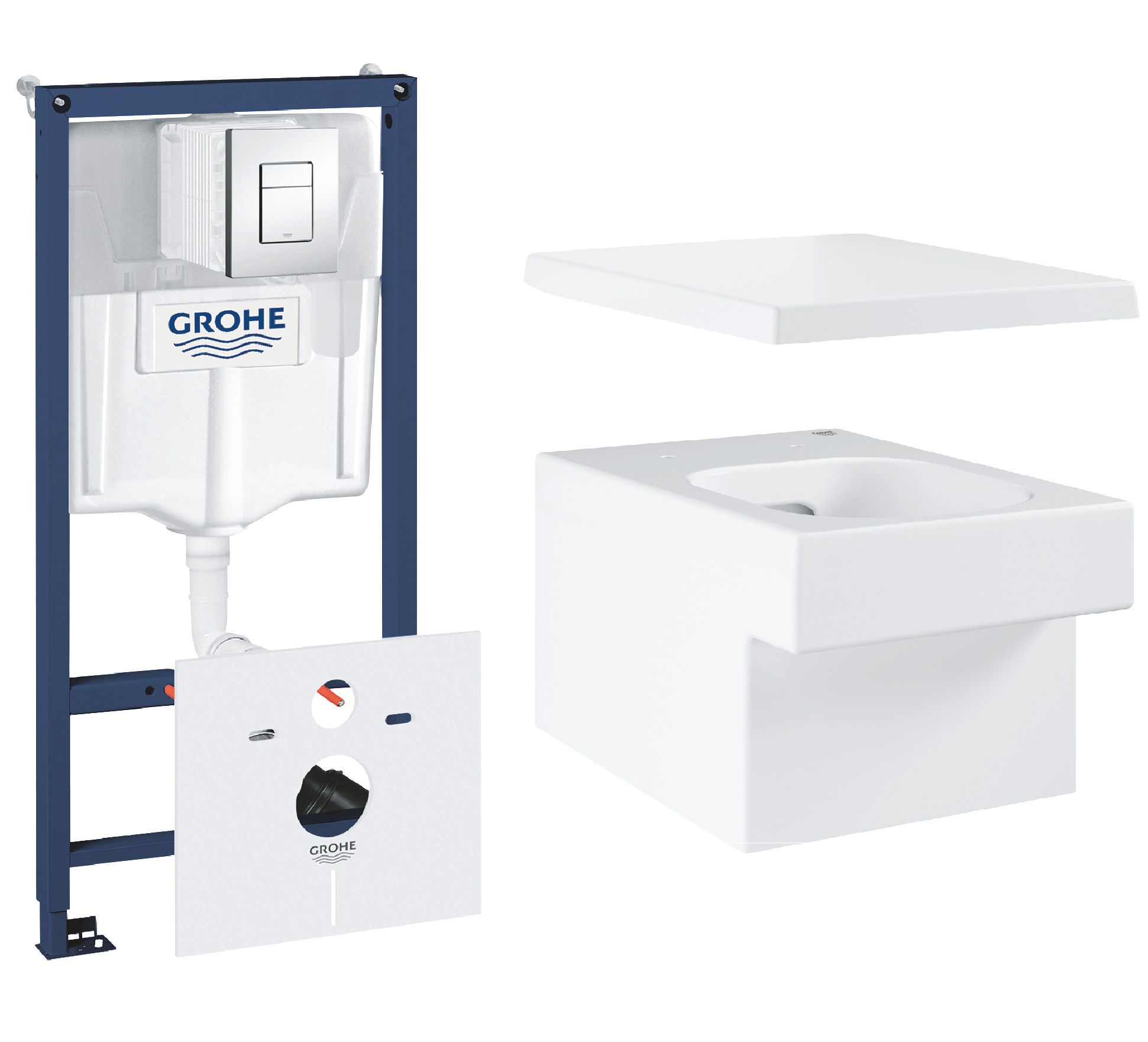 Set vaso WC Grohe Cube Ceramic 3924400H, modulo di installazione Grohe Rapid SL 38827000, 39488000